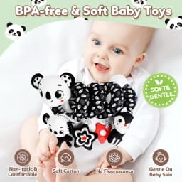 Newborns Spiral Hanging Activity Stroller Toy Baby Carseat Toy Black & White Lion Koala Rattle for Crib Mobile Sensory Toy Gift