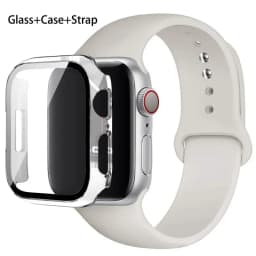 Glass+Case+Strap For Apple Watch band 44mm 45mm 42mm 41mm 40mm 38mm Silicone watchband bracelet iWatch series 8 9 7 6 5 4 3 SE