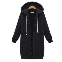 2024 Women's Autumn Winter ThickenHoodies Parkas Loose Hooded Jackets Zipper Pocket Maxi Size Sweatshirt Sports Dresses Outwear