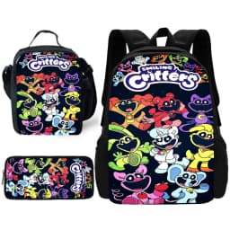 Child School Cute For Smilings Critters Backpack with Lunch Bags ,Pencil Bags ,School Bags for Boys Girls Best Gift