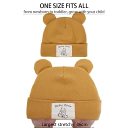 Cute Bear Ear Baby Turban Hats for Newboorn Boys Girls Faux Cashmere Label Caps Beanies Autumn Winter Infant Bonnets