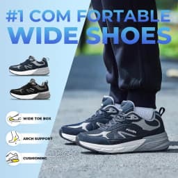 FitVille Newest Walking Shoes for Men Wide Width Sneakers with Arch Support for Flat Feet Heel Pain Relief Plantar Fasciitis