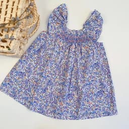 Summer Floral Smocked Vest Dress for Girls Vestidos European Style Baby Dresses Soft Breathable Cotton Children Beach Dress