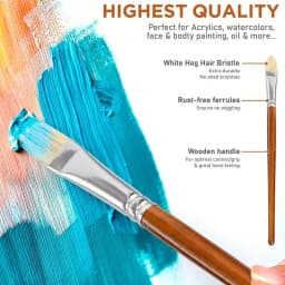 Professional Hog Bristle Filbert Oil Paint Brushes Set, 7pcs Long Wooden Handle Natural Chungking Hog for Oil Acrylic Painting
