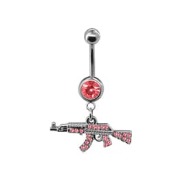 Belly Button Rings Gun Dangle Navel Ring Clear Gem Belly Button Ring Body Piercing Jewelry Belly Piercing for Women