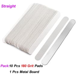 10 Pcs Half Moon Removable Sandpaper Nail File With Steel Handle 80/100/180/240 Metal Replacement Files Pads Disposable Manicure