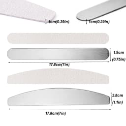 10 Pcs Half Moon Removable Sandpaper Nail File With Steel Handle 80/100/180/240 Metal Replacement Files Pads Disposable Manicure