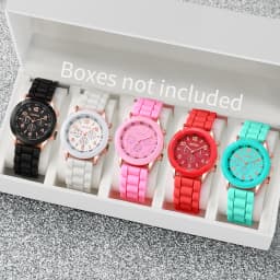 5PCS Women's Watches Fashion Silicone Band Analog Quartz Watch Set(Without Box)