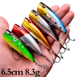 5pcs Topwater Popper Fishing Lures 3d Eyes Hard Baits Artificial Wobblers Plastic Fishing Tackle Isca Artificial Surface Bait