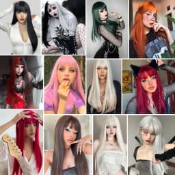 Synthetic Straight Wigs with Bangs Long Silky Heat Resistant Fiber Hair Full Machine Wig Cosplay Party Wig For Fashion Women
