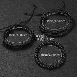 4PCS Men's Business Watches Fashion Leather Band Analog Quartz Watch with Woven Bracelets Set(Without Box)