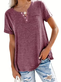 Plus Size 1XL-5XL Women's Spring and Summer New Style Loose Tops Ladies Casual V-neck Short Sleeve Pocket T-shirt