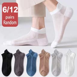 6/12 Pairs Mesh Men Summer Socks Fashionable Breathable With Ear Flaps Anti Foaming Design They Soft Comfortable Casual Socks