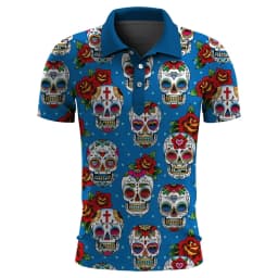 Funny Skull 3D Print Short Sleeve Polo Shirts For Men Clothes Casual Mexico Lucky Skeleton Graphic Lapel POLO Shirt Button Tops