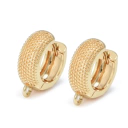 15mm Earring Making Supplies 22K Gold Plated Hoop Earrings Hooks Clasps Accessories for Woman Handmade DIY Jewellery Wholesale