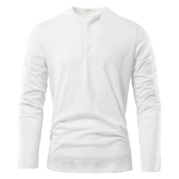 Autumn Solid Casual Mens T-shirts Henery Neck Long Sleeve T Shirt for Men Breathable Male Tops Classic Versatile Clothes