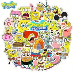 50pcs SpongeBob Officially Licensed Vinyl Stickers High Quality Tentacles Sticker for Water Bottle Waterproof DIY Decals