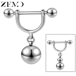 ZEMO 1PC/1Pair 14G/16G Stainless Steel Drop Nipple Rings Bar Balls Barbell Dangle Nipple Piercings 10/12MM Punk Piercing Jewelry