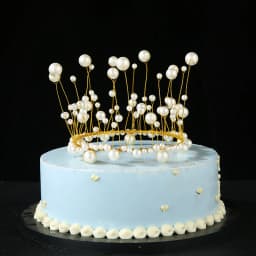 Metal Pearl Princess Crown Cake Topper Shiny Artificial Pearls Headdress Wedding&Engagement Cake Decora Birthday Topper Handmade