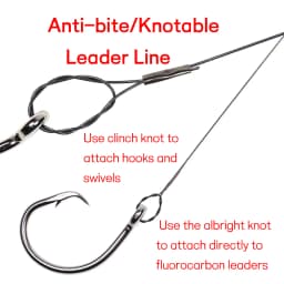 6LB-124LB 15ft/4.6m Kink-Resistant Toughness Nickel Titanium Fishing Leader Line for Saltwater Pike Tuna Wahoo Fishing