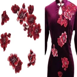5 Pcs Red Plum Blossom Flower Embroidery Patches Fabric Applique Festival Clothing Christmas Patch Sewing Repair