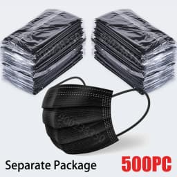 10/50/100/200/500 Pcs Mask Disposable Separate Package Black Face Masks Independent Packaging 3 Layer Ply Safe Protective Mask