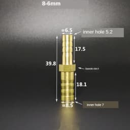 4mm 5mm 6mm 8mm 10mm 12mm 14mm 16mm 18mm 20mm 2 Way Straight Hose Barb Brass Pipe Fitting Reducer Coupler Connector