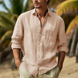 Men's Cotton Linen Shirts Turn Down Collar Solid Hawaiian Shirt Lightweight Breathable White Shirt Casual Large Size Streetwear