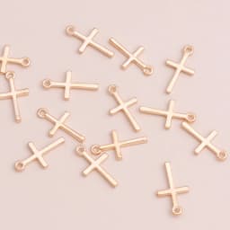 Leslie 80pcs Small Alloy Cross Pendants Jewelry for Handmade Necklaces Bracelets Gold Color 17x10mm DIY Making Finding