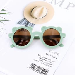 Baby Boys Girls Cute Cartoon Bear Shape Fashion Round Glasses Children Vintage Sunglasses UV Protection Classic Kids Eyewear