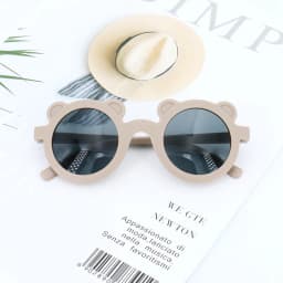 Baby Boys Girls Cute Cartoon Bear Shape Fashion Round Glasses Children Vintage Sunglasses UV Protection Classic Kids Eyewear