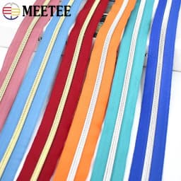Meetee 2/4/8/10M 5# Nylon Coil Code Zippers Decor DIY Sewing Bags Purse Garment Zipper Tapes Colorful Zips Repair Accessories