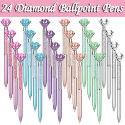 24Pcs Large Crystal Diamond Pens Christmas Gift Shiny Ballpoint Pen Black Ink Pens Suitable For School Office Supplies
