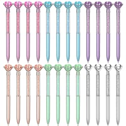 24Pcs Large Crystal Diamond Pens Christmas Gift Shiny Ballpoint Pen Black Ink Pens Suitable For School Office Supplies