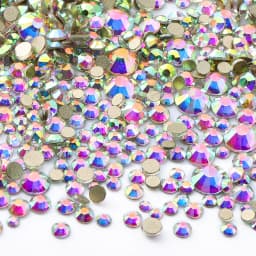1440Pcs Mix Size SS3-SS20 Champagne Glass Flat Back Rhinestone Golden Shadow Glitter Non Hotfix Rhinestones for Nail Art Clothes