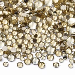 1440Pcs Mix Size SS3-SS20 Champagne Glass Flat Back Rhinestone Golden Shadow Glitter Non Hotfix Rhinestones for Nail Art Clothes