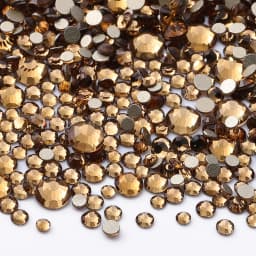 1440Pcs Mix Size SS3-SS20 Champagne Glass Flat Back Rhinestone Golden Shadow Glitter Non Hotfix Rhinestones for Nail Art Clothes