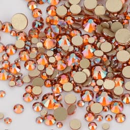 1440Pcs Mix Size SS3-SS20 Champagne Glass Flat Back Rhinestone Golden Shadow Glitter Non Hotfix Rhinestones for Nail Art Clothes