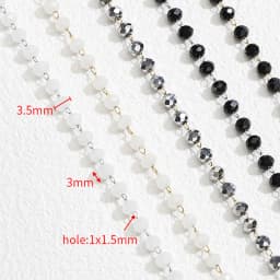 1meter Stone Stainless Steel Chain Black White Silver Color Crystal Beaded Chains for Necklace Bracelet Jewelry Making DIY