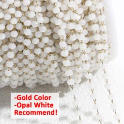 1meter Stone Stainless Steel Chain Black White Silver Color Crystal Beaded Chains for Necklace Bracelet Jewelry Making DIY