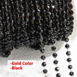 1meter Stone Stainless Steel Chain Black White Silver Color Crystal Beaded Chains for Necklace Bracelet Jewelry Making DIY