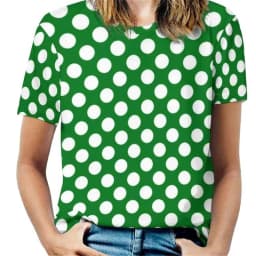 Women Vintage 3D Dot Print O-Neck Short Sleeve T-Shirts Female Retro Fashion Wave Point Street Tshirt Lady Casual Y2k Tops Tees
