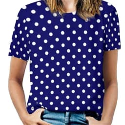 Women Vintage 3D Dot Print O-Neck Short Sleeve T-Shirts Female Retro Fashion Wave Point Street Tshirt Lady Casual Y2k Tops Tees