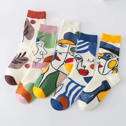 5 Pairs/Set Funny Socks Women Cute Middle Tube Socks Aesthetic Fun Socks Kawaii Cartoon Spring Summer Crew Socks