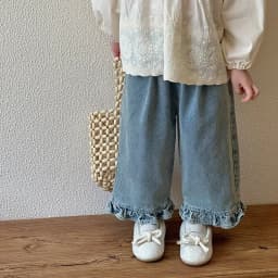 Kids Jeans Girls New 2024 Spring Autumn Childrens Fashion Casual Wide-leg Pants Lace Princess Sweet and Lovely