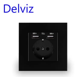 Delviz EU Standard USB Socket, AC 110V-250V, 16A Wall Embedded Outlet, 5V 2A Dual USB Charge Hole, EU Power Socket With USB Port