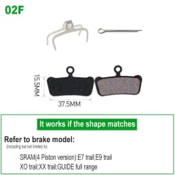 2 Pairs Brake Pads for SRAM Guide R, Guide RS, Guide RSC and Guide Ultimate & Avid XX/XO Trail / E9 Trail / E7 Trail/Sram Guide