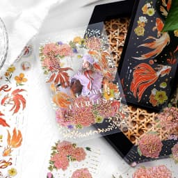 2 Sheets Chinese style Koi Flat Stickers aesthetic Journal notebook junk journal supplies Diy Scrapbooking Stationery Sticker