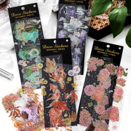 2 Sheets Chinese style Koi Flat Stickers aesthetic Journal notebook junk journal supplies Diy Scrapbooking Stationery Sticker