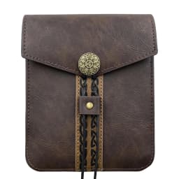Medieval Faux Leather Belt Bag, Brown Portable Side Pack Pouch Waist Bag